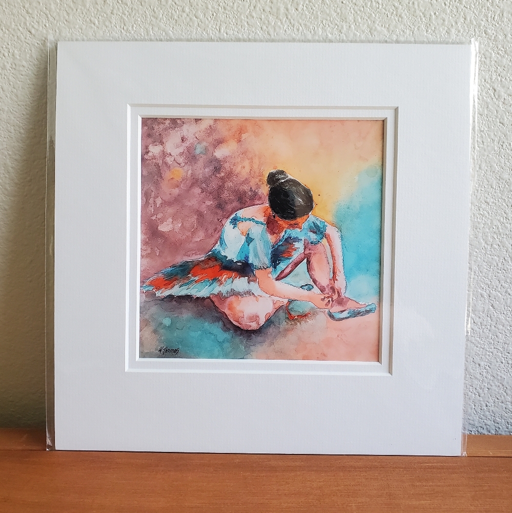 🩰 Ballerina 10x10 Watercolor Matted Print 🖼